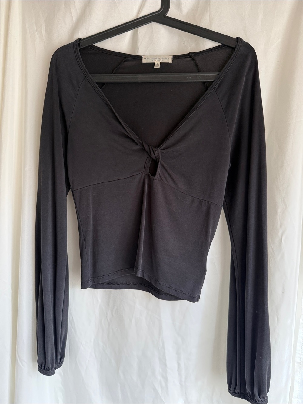Truly Madly Deeply Black Long-Sleeve Twist Front Top